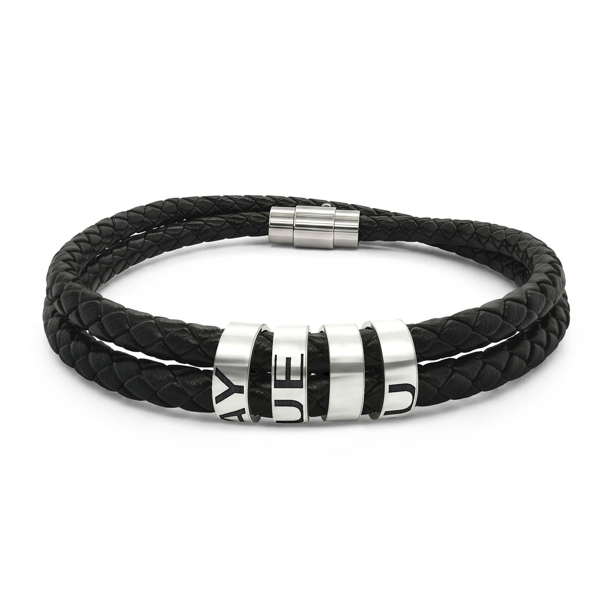 Leather Bracelet with Beads (Engraving)